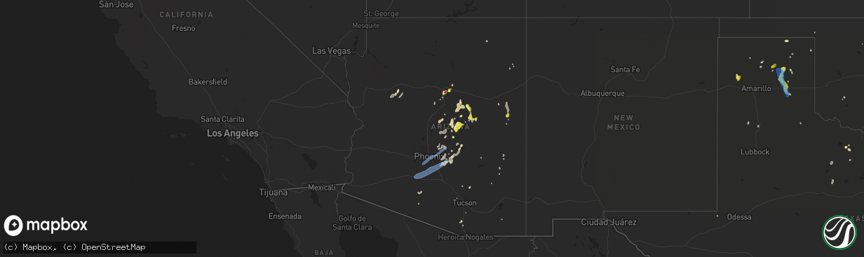 Hail map in Arizona on August 16, 2021