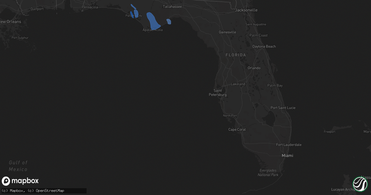 Hail map in Florida on August 16, 2021