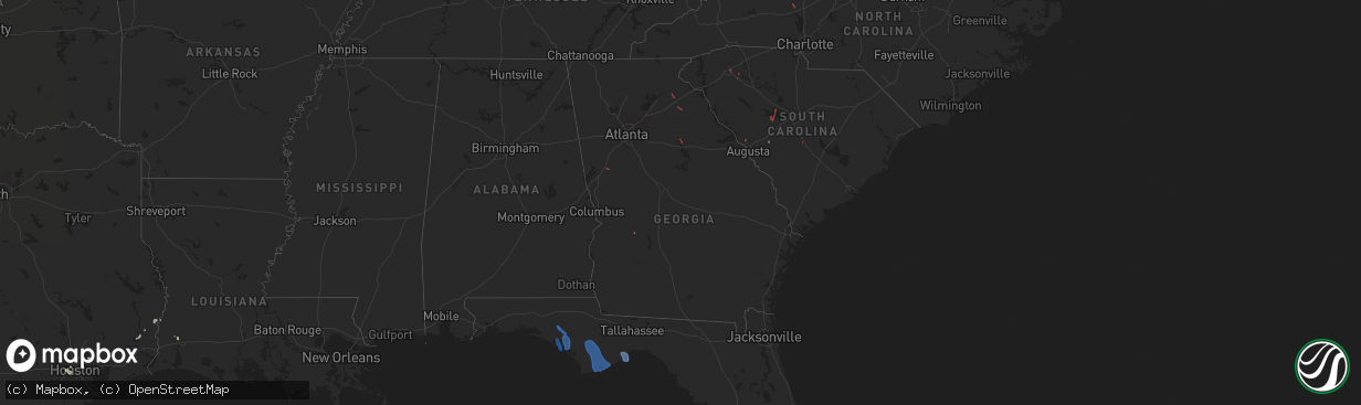 Hail map in Georgia on August 16, 2021