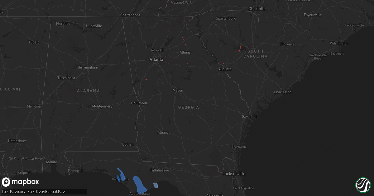 Hail map in Georgia on August 16, 2021