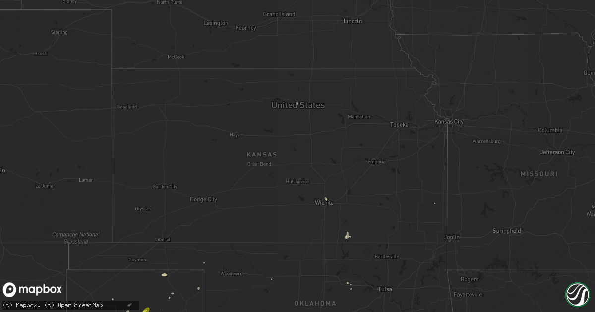 Hail map in Kansas on August 16, 2021