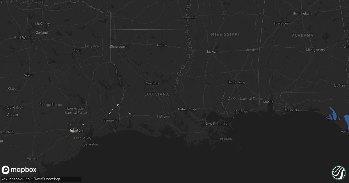 Hail map in Louisiana on August 16, 2021