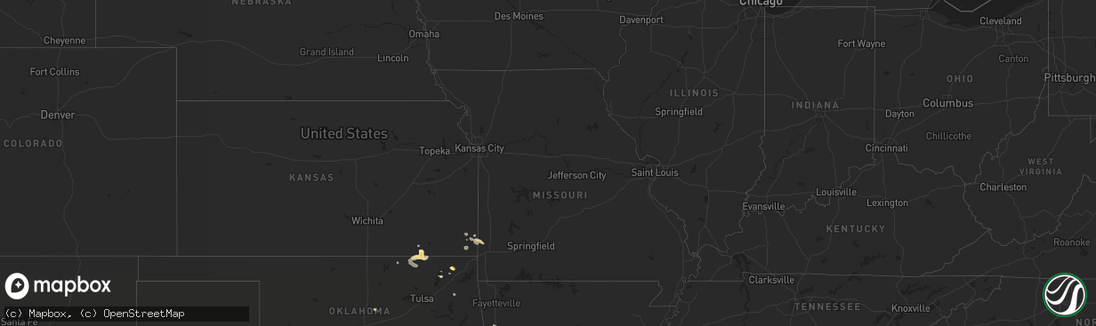 Hail map in Arkansas on August 16, 2022