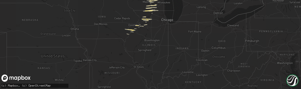 Hail map in Illinois on August 16, 2023