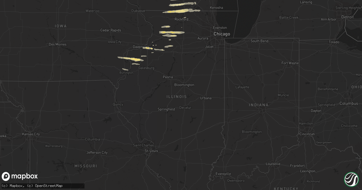 Hail map in Illinois on August 16, 2023