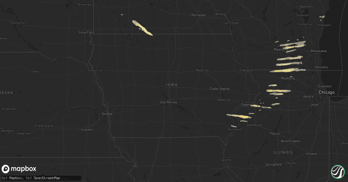 Hail map in Iowa on August 16, 2023
