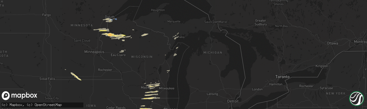 Hail map in Michigan on August 16, 2023