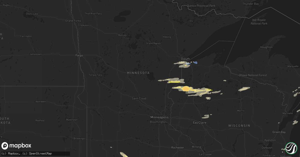 Hail map in Minnesota on August 16, 2023