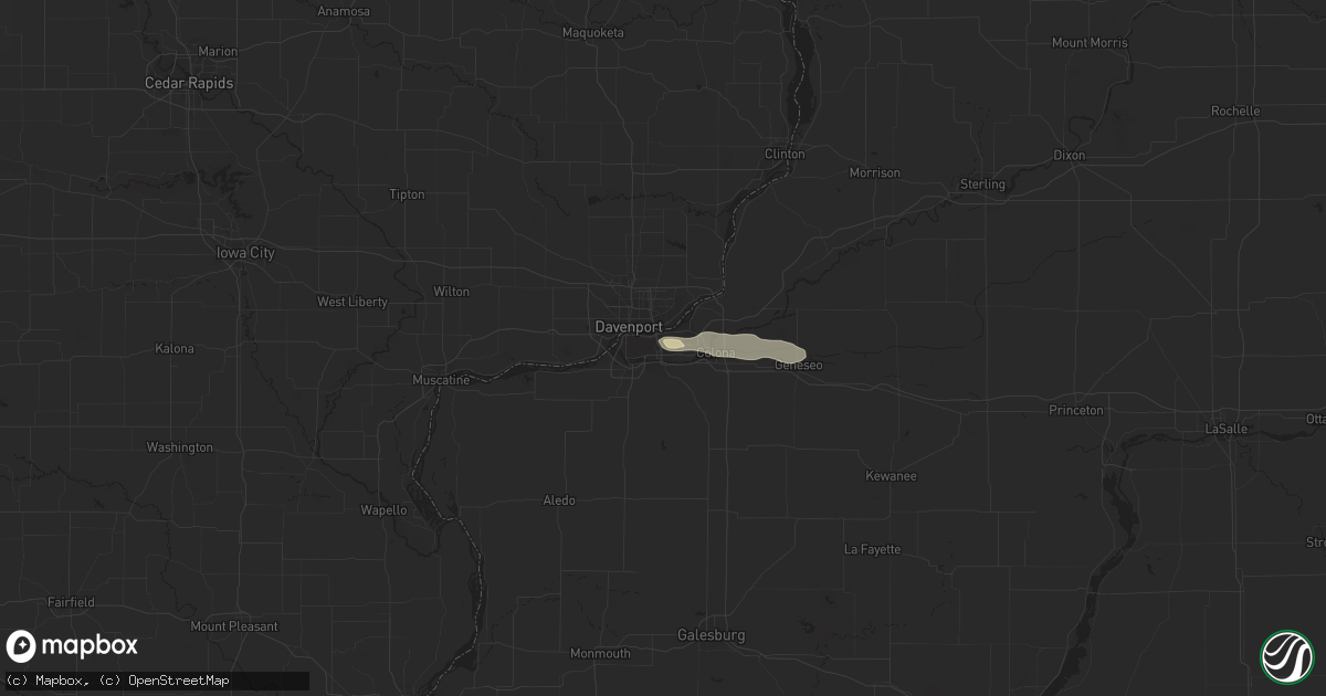 Hail map in Moline, IL on August 16, 2023