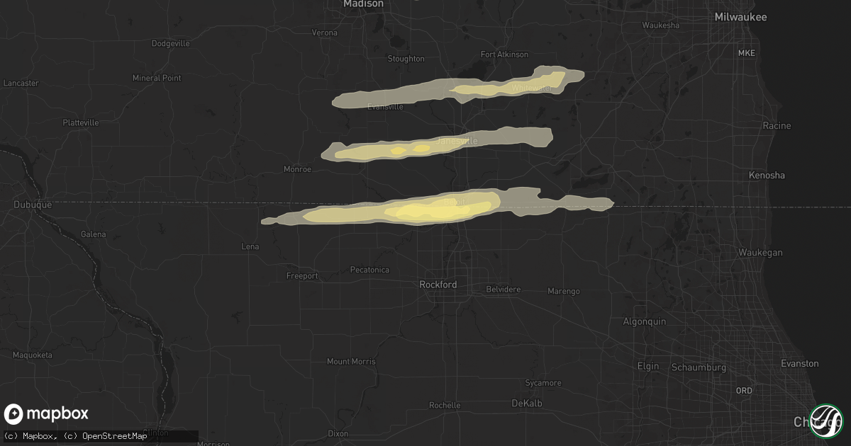 Hail map in Rockton, IL on August 16, 2023