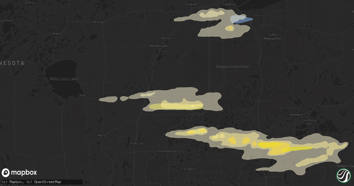 Hail map in Sandstone, MN on August 16, 2023