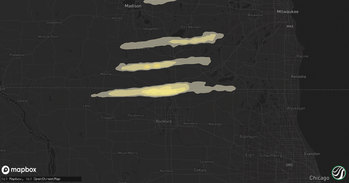 Hail map in South Beloit, IL on August 16, 2023