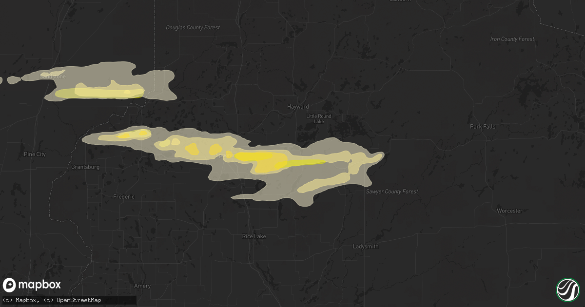 Hail map in Stone Lake, WI on August 16, 2023