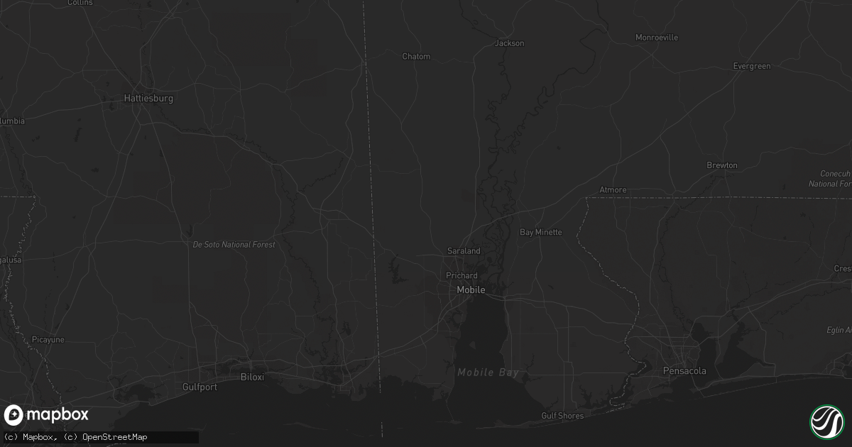 Hail map in Thomasville, GA on August 16, 2023