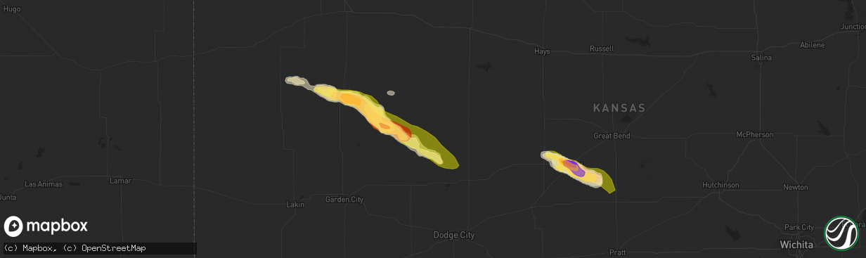 Hail map in Beeler, KS on August 16, 2024