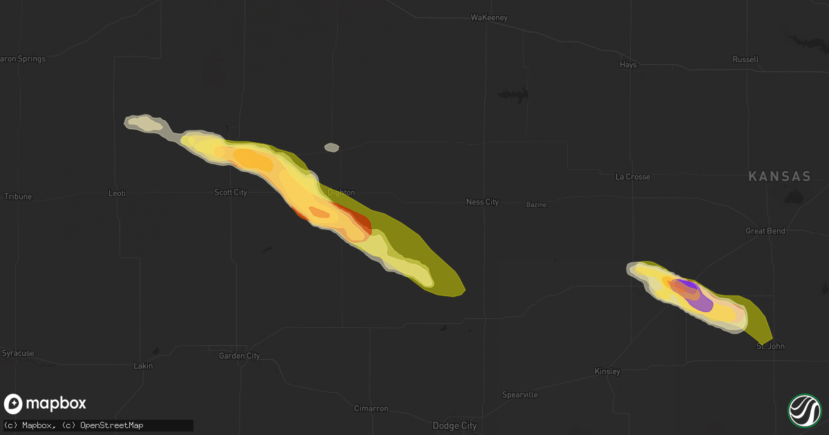 Hail map in Beeler, KS on August 16, 2024