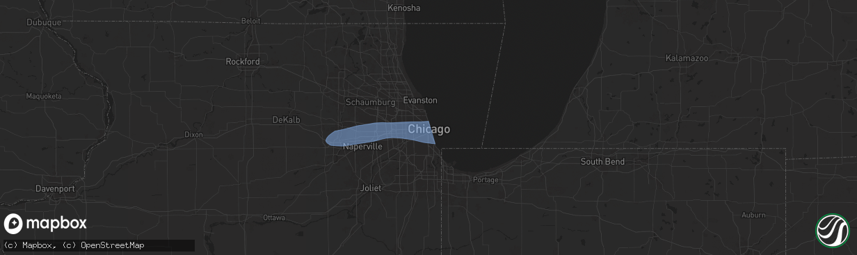 Hail map in Chicago, IL on August 16, 2024