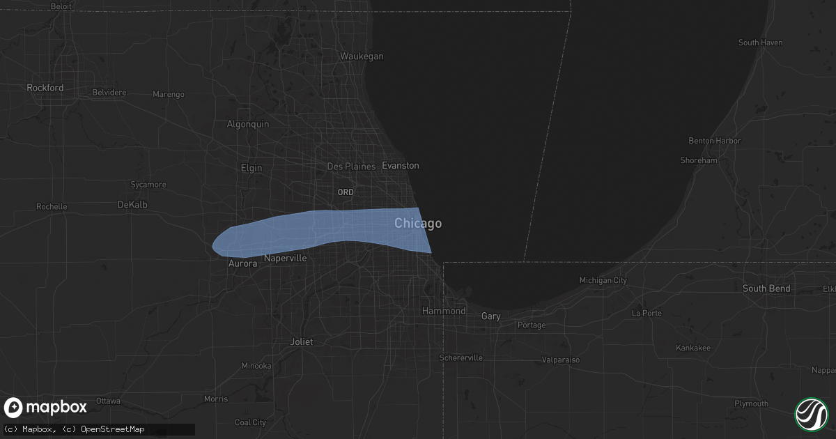 Hail map in Chicago, IL on August 16, 2024