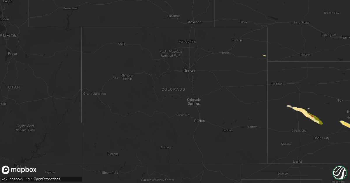 Hail map in Colorado on August 16, 2024
