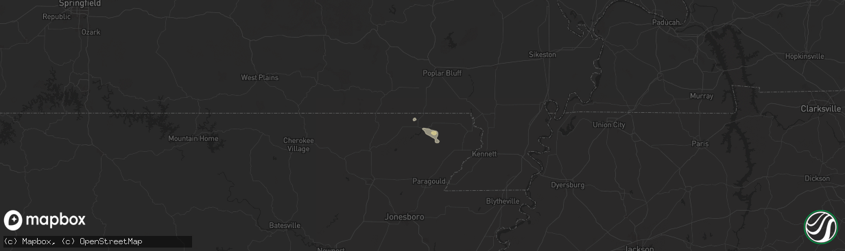 Hail map in Corning, AR on August 16, 2024