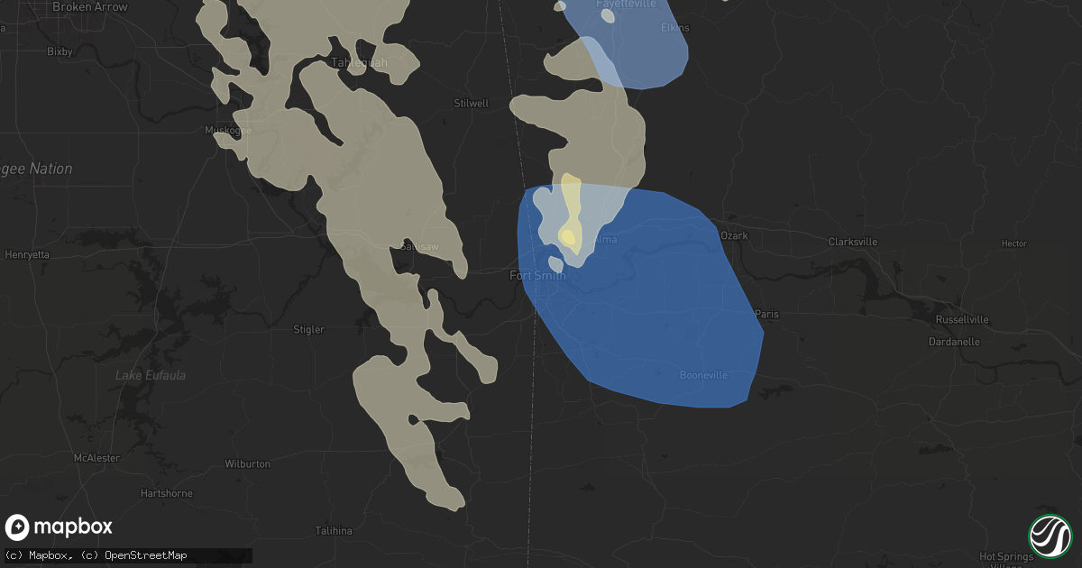 Hail map in Fort Smith, AR on August 16, 2024