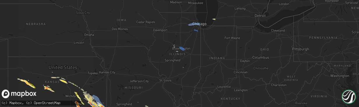 Hail map in Illinois on August 16, 2024