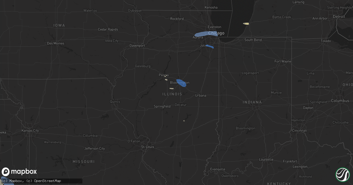 Hail map in Illinois on August 16, 2024