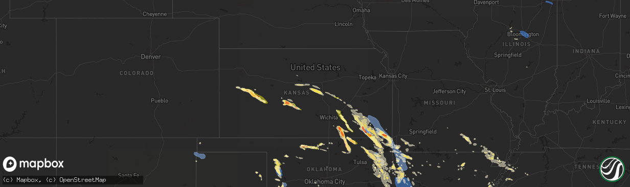 Hail map in Kansas on August 16, 2024