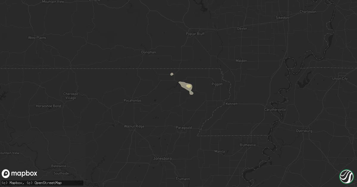 Hail map in Knobel, AR on August 16, 2024