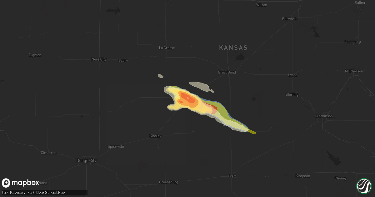 Hail map in Larned, KS on August 16, 2024