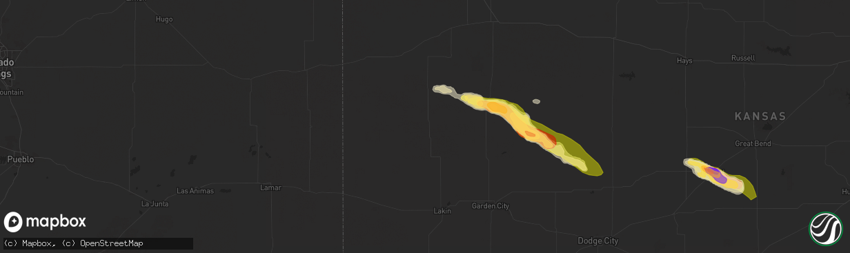 Hail map in Leoti, KS on August 16, 2024