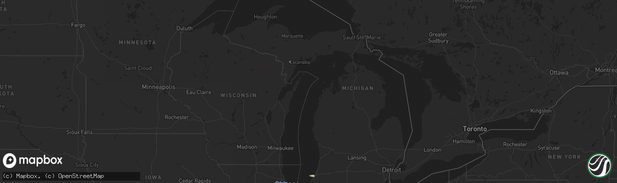 Hail map in Michigan on August 16, 2024