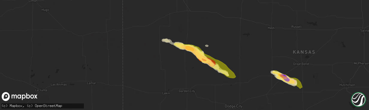 Hail map in Scott City, KS on August 16, 2024