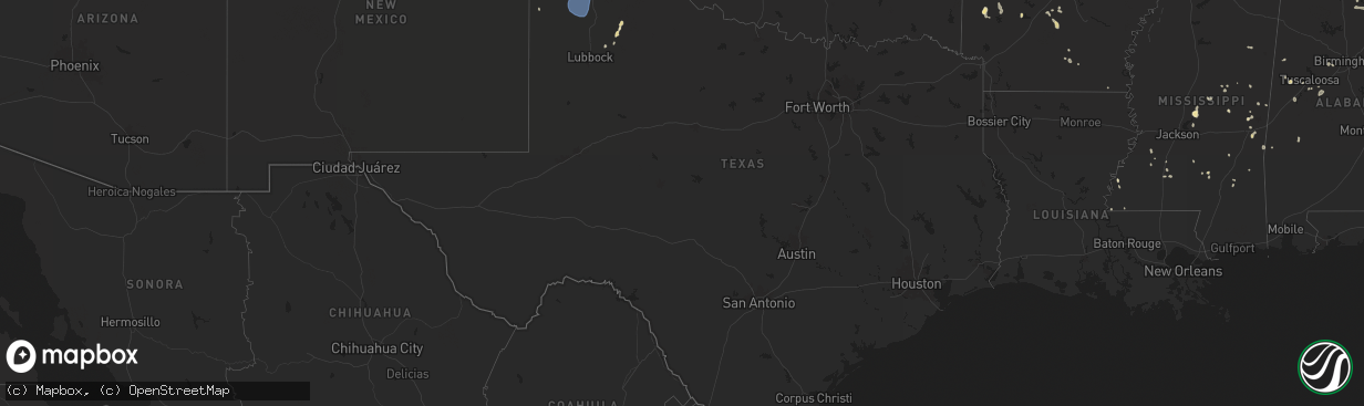 Hail map in Texas on August 16, 2024