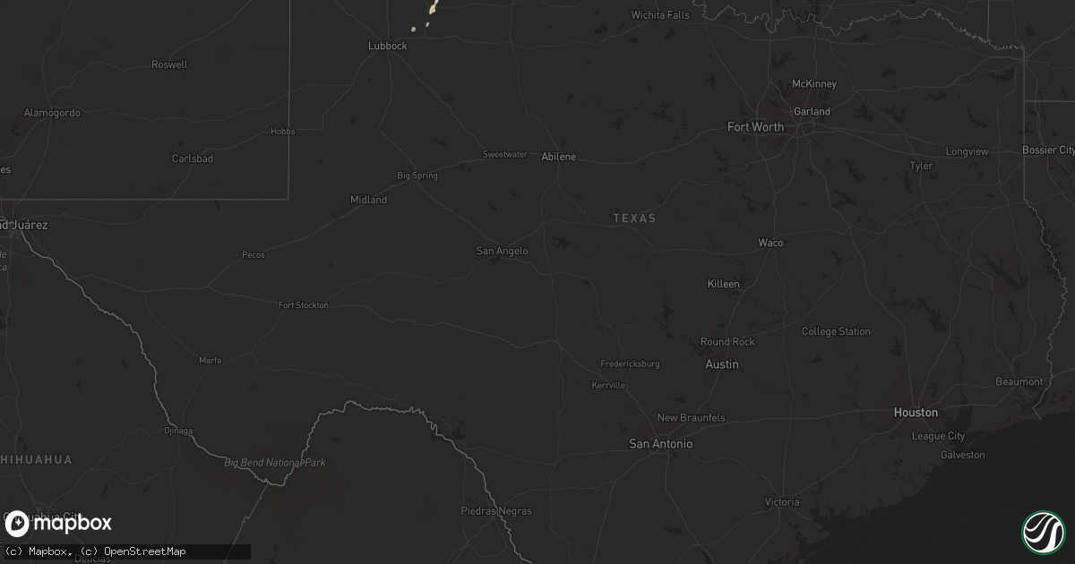 Hail map in Texas on August 16, 2024