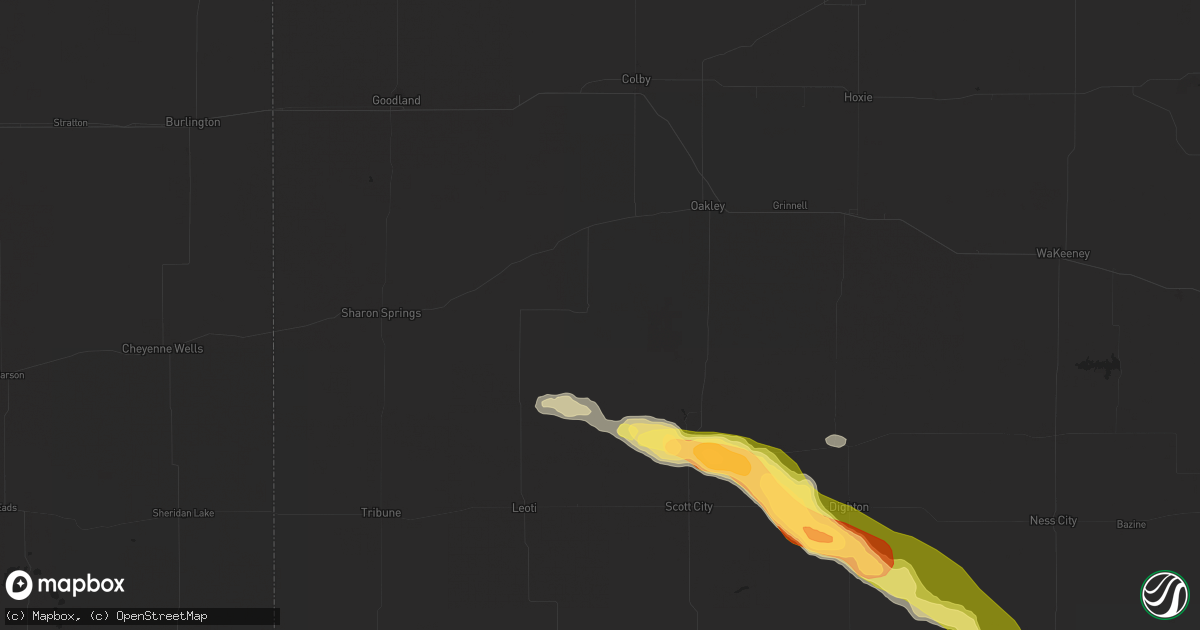Hail map in Winona, KS on August 16, 2024