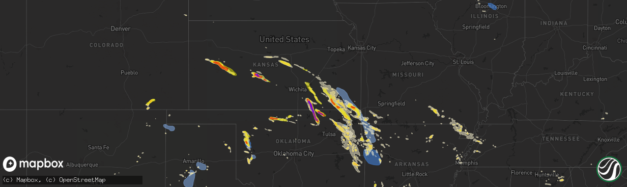 Hail map on August 16, 2024