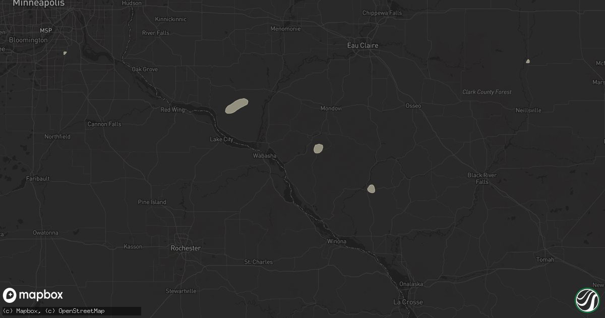 Hail map in Alma, WI on August 16, 2025