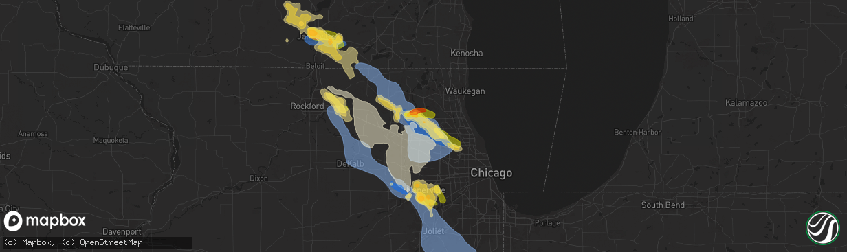 Hail map in Barrington, IL on August 16, 2025
