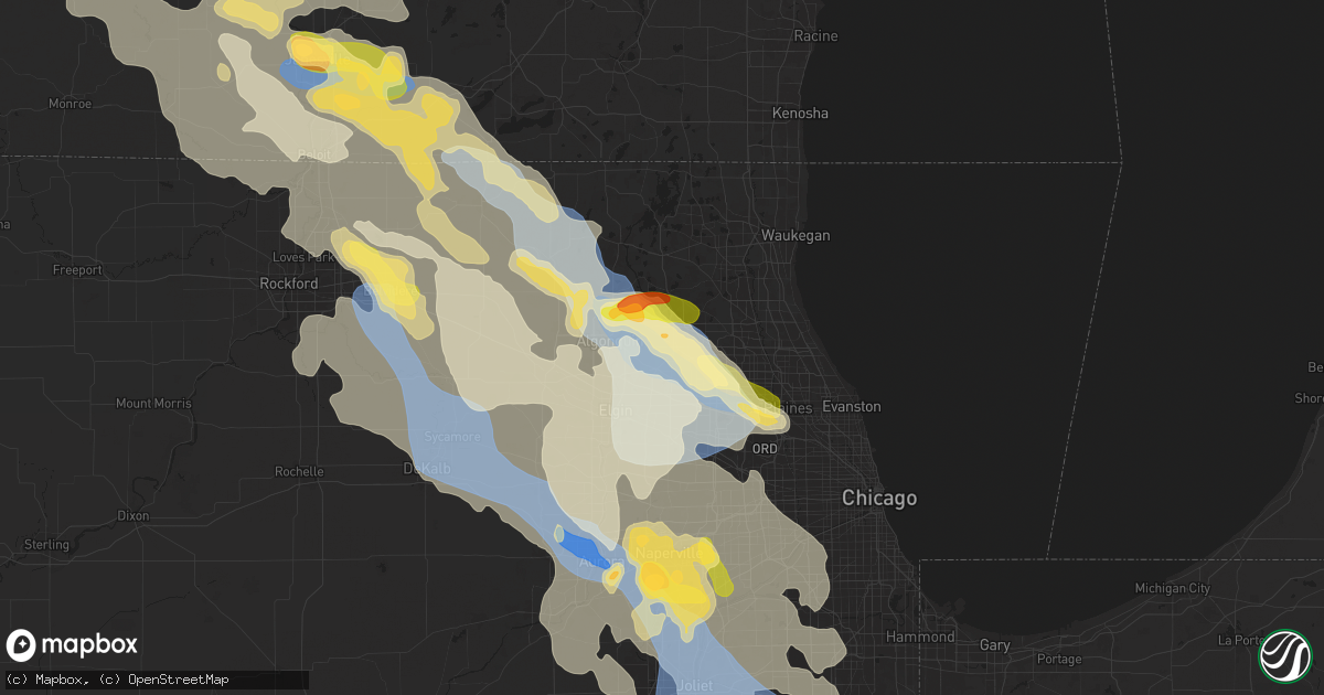 Hail map in Barrington, IL on August 16, 2025