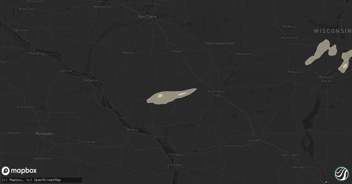 Hail map in Blair, WI on August 16, 2025