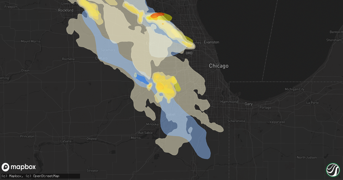 Hail map in Bolingbrook, IL on August 16, 2025