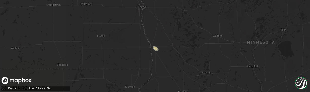 Hail map in Breckenridge, MN on August 16, 2025