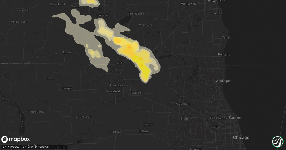 Hail map in Capron, IL on August 16, 2025