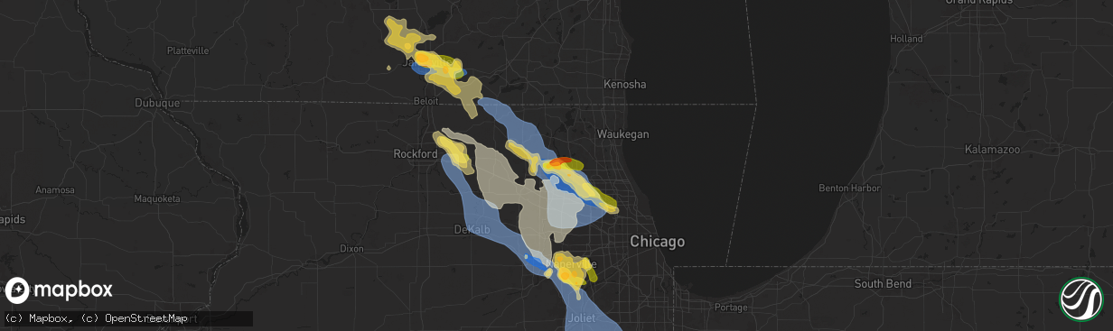 Hail map in Cary, IL on August 16, 2025