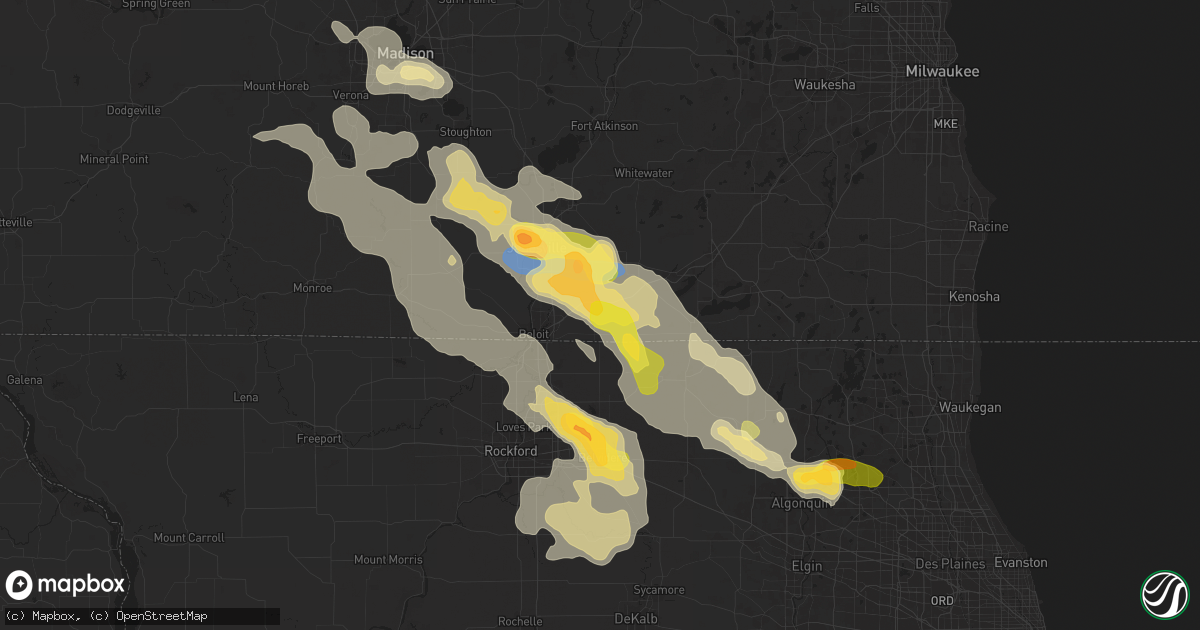 Hail map in Clinton, WI on August 16, 2025