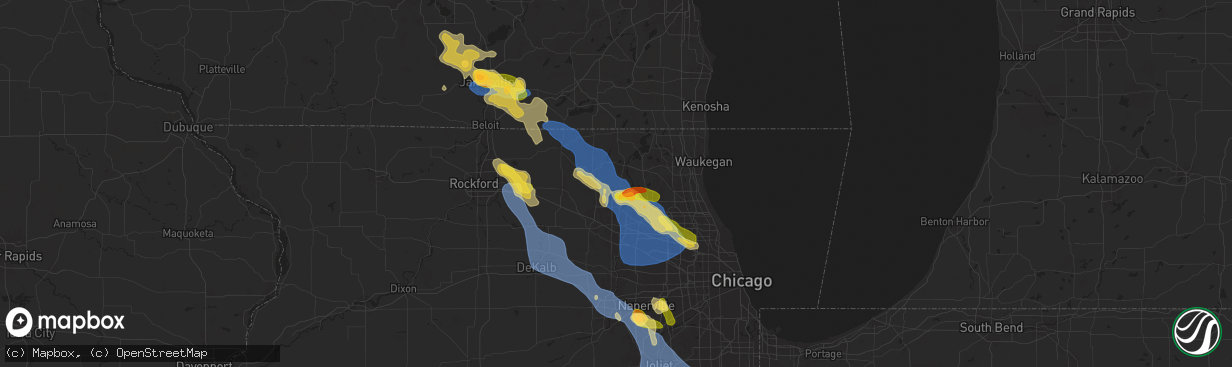 Hail map in Crystal Lake, IL on August 16, 2025