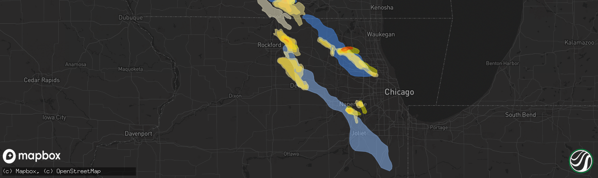 Hail map in Dekalb, IL on August 16, 2025