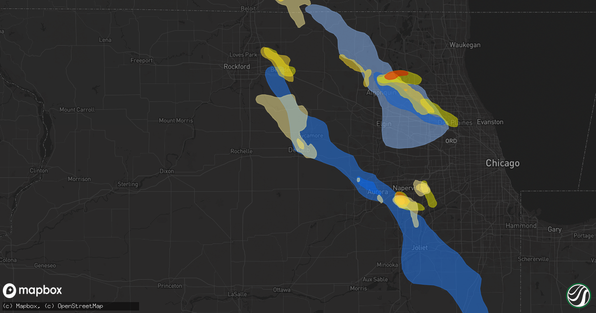 Hail map in Dekalb, IL on August 16, 2025