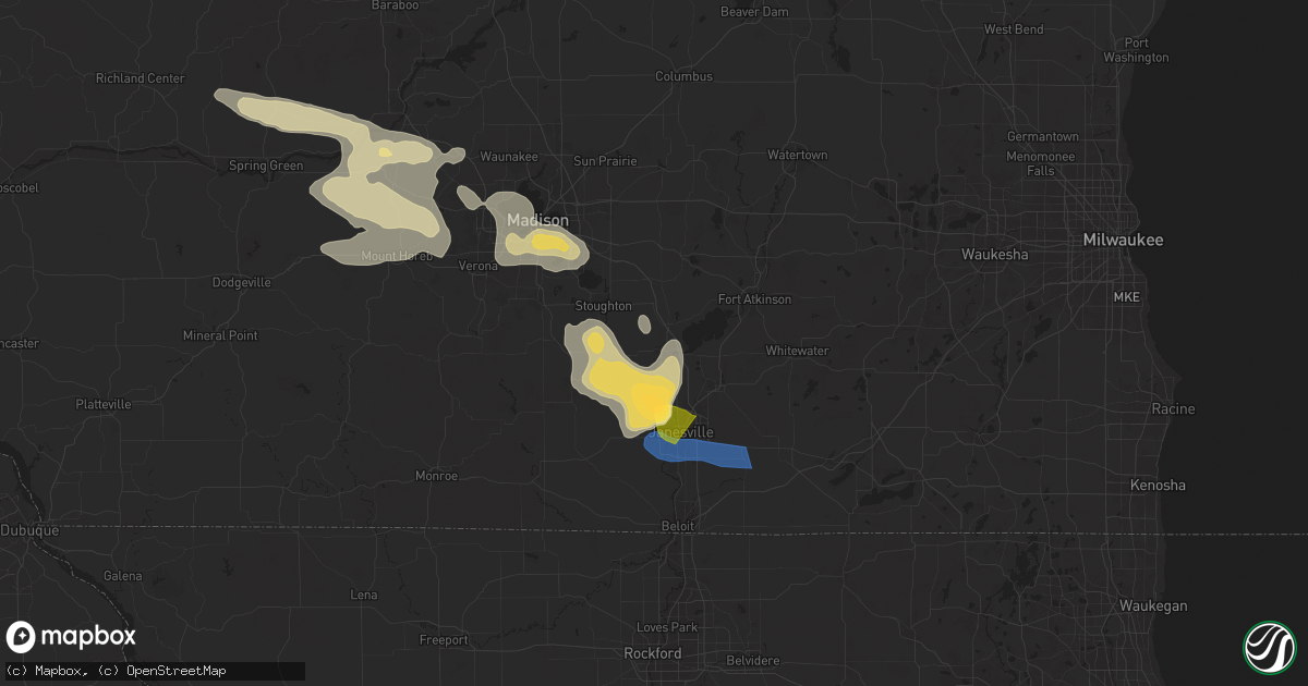 Hail map in Edgerton, WI on August 16, 2025